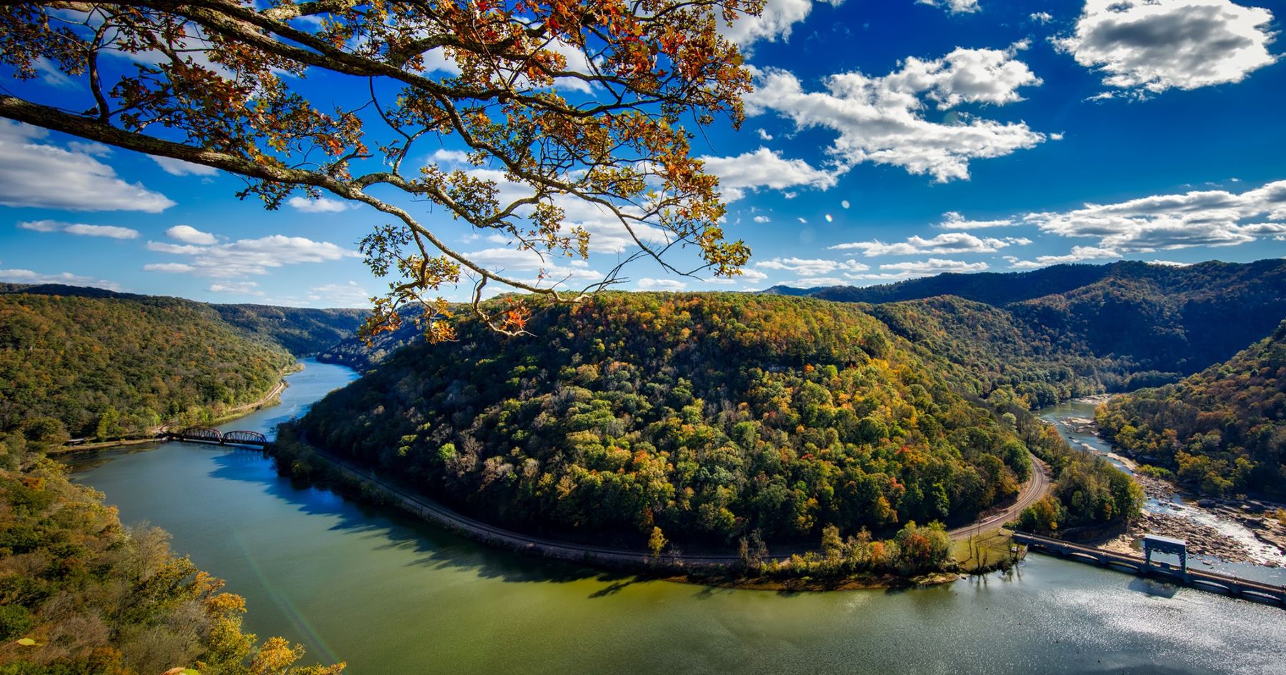 The New River in autumn seen from an overlook, West Virginia